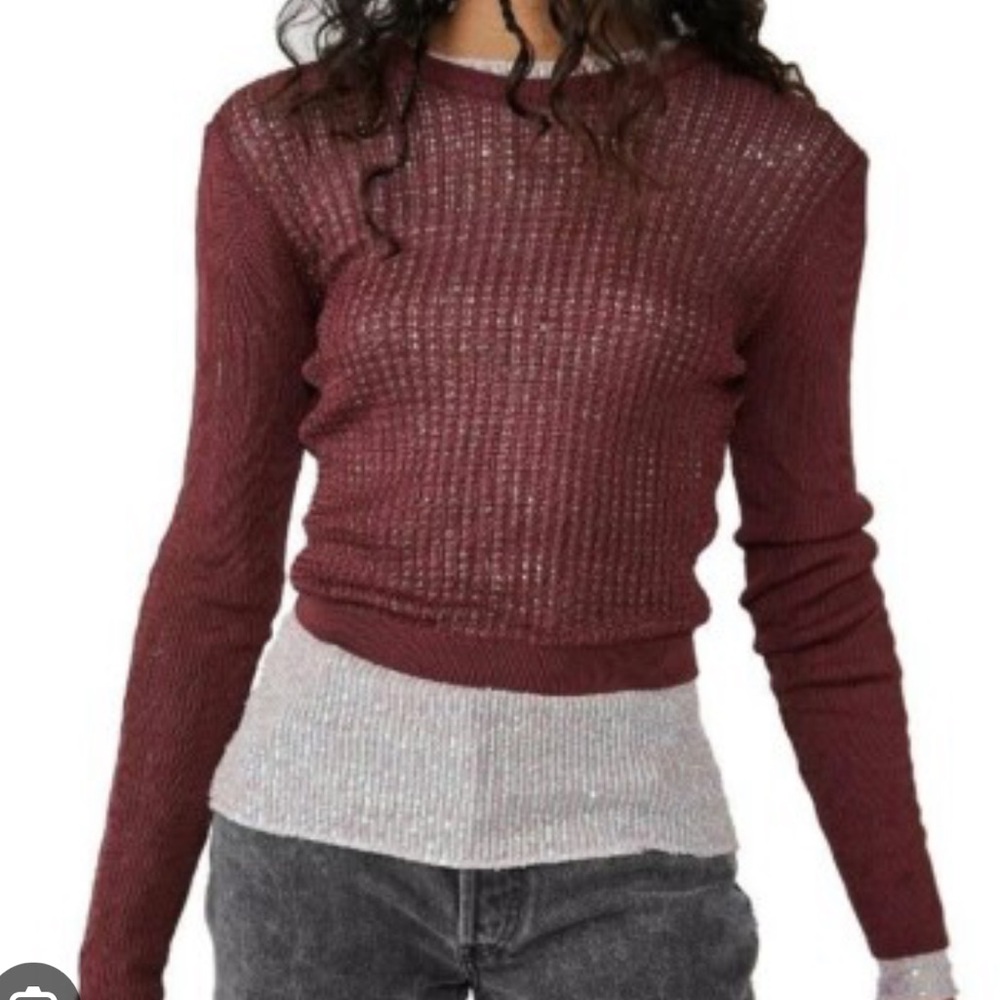 Free People H2O Sheer Crew Sweater